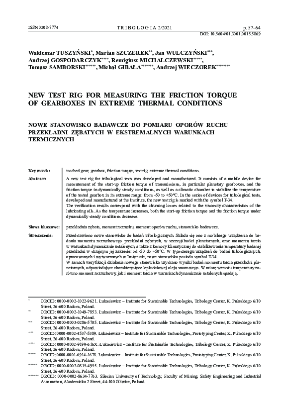 (PDF) New Test Rig for Measuring the Friction Torque of Gearboxes in ...
