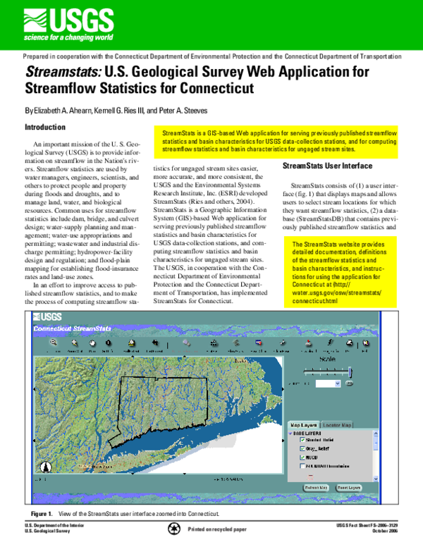 (PDF) Streamstats: U.S. Geological Survey Web Application for ...