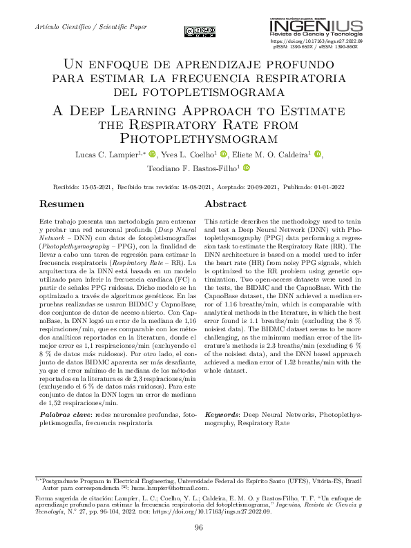 (PDF) A Deep Learning Approach to Estimate the Respiratory Rate from ...