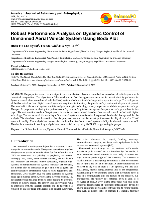 (PDF) Robust Performance Analysis on Dynamic Control of Unmanned Aerial ...