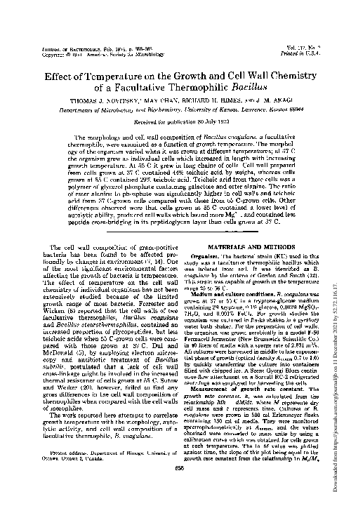 (PDF) Effect of Temperature on the Growth and Cell Wall Chemistry of a ...