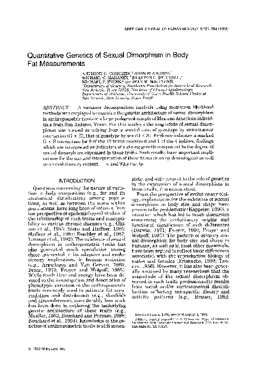 (PDF) Quantitative genetics of sexual dimorphism in body fat measurements