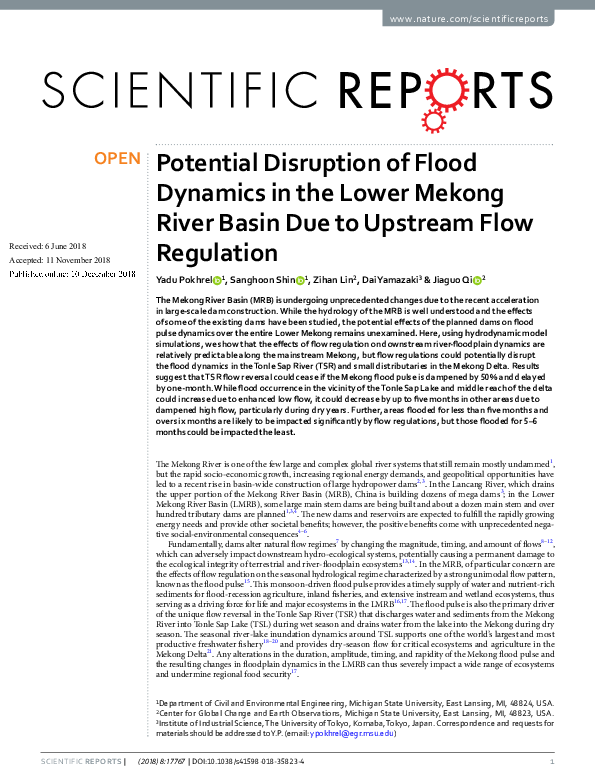 (PDF) Potential Disruption of Flood Dynamics in the Lower Mekong River ...