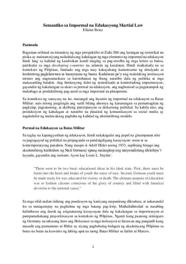(PDF) Semantiko sa Impormal na Edukasyong Martial Law