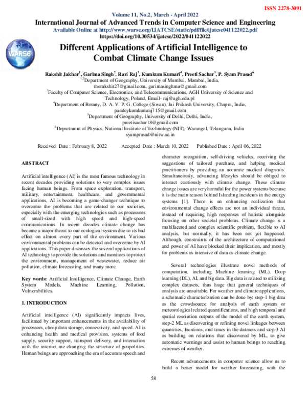 (PDF) Different Applications of Artificial Intelligence to Combat ...