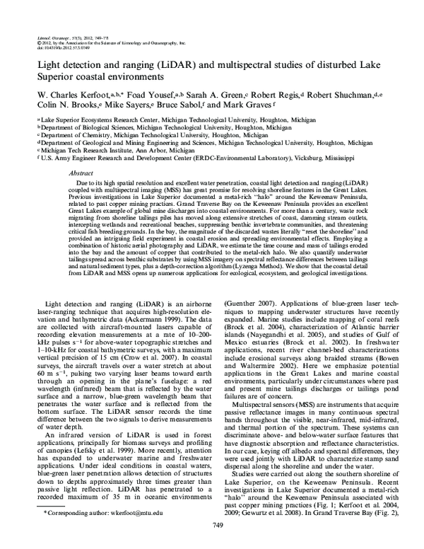 (PDF) Light detection and ranging (LiDAR) and multispectral studies of ...