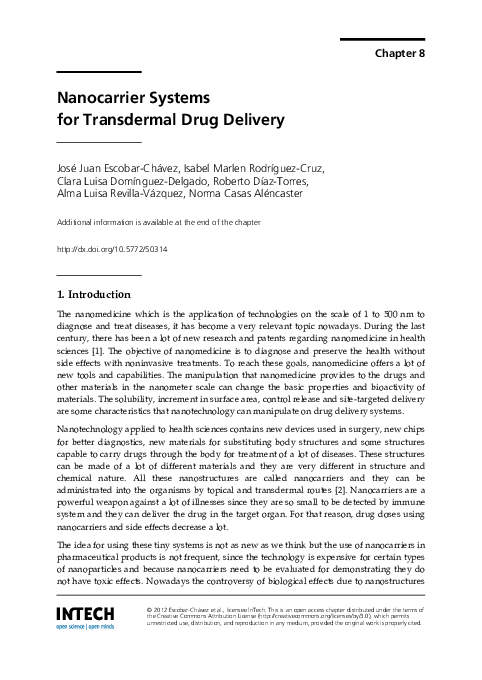 (PDF) Nanocarrier Systems for Transdermal Drug Delivery