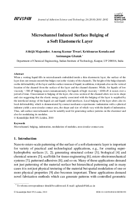 (PDF) Microchannel Induced Surface Bulging of a Soft Elastomeric Layer
