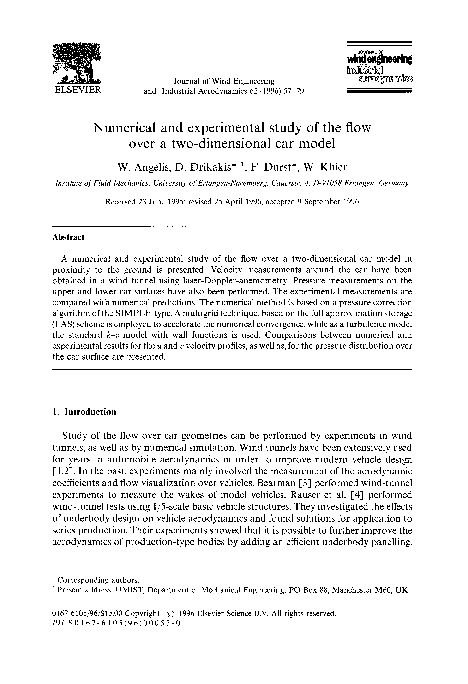(PDF) Numerical and experimental study of the flow over a two ...