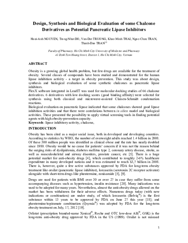 (PDF) Design, Synthesis and Biological Evaluation of some Chalcone ...