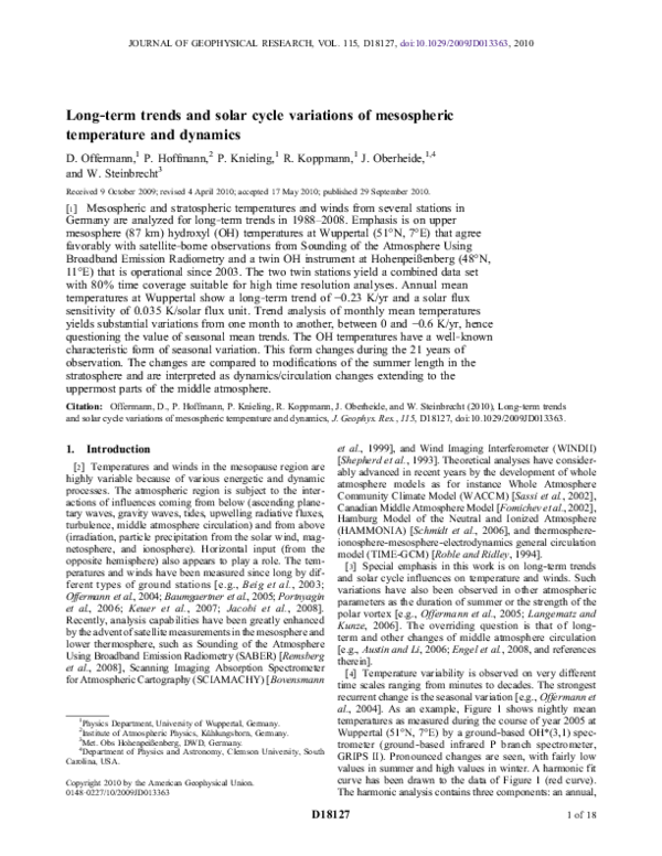 (PDF) Long-term trends and solar cycle variations of mesospheric ...