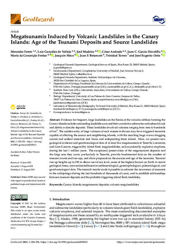 (PDF) Megatsunamis Induced by Volcanic Landslides in the Canary Islands ...