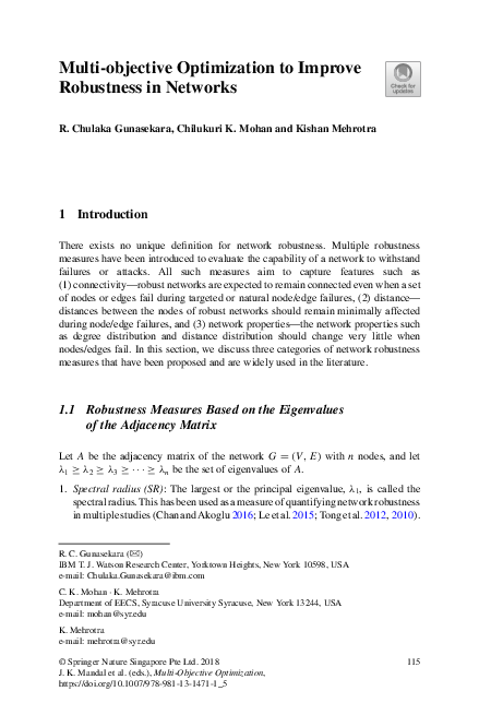 (PDF) Multi-objective Optimization to Improve Robustness in Networks