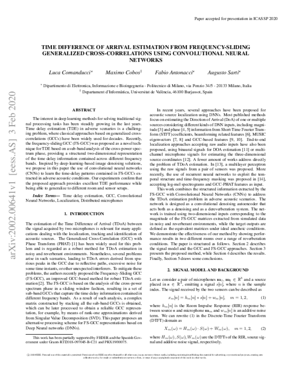 (PDF) Time Difference of Arrival Estimation from Frequency-Sliding ...