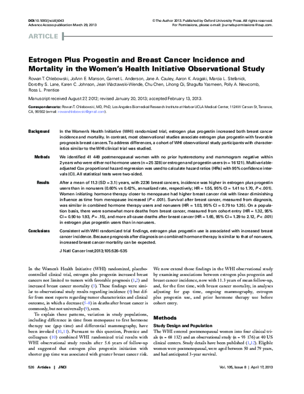 (PDF) Estrogen Plus Progestin and Breast Cancer Incidence and Mortality ...