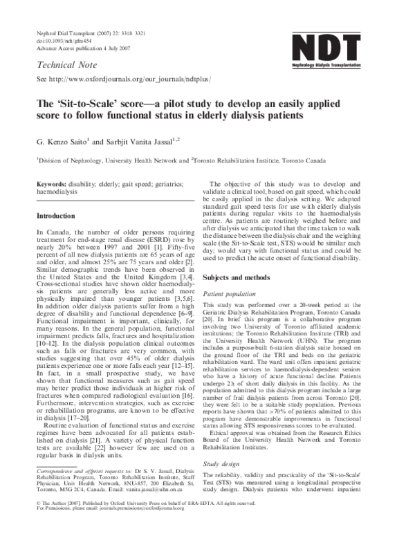 (PDF) The 'Sit-to-Scale' score a pilot study to develop an easily ...