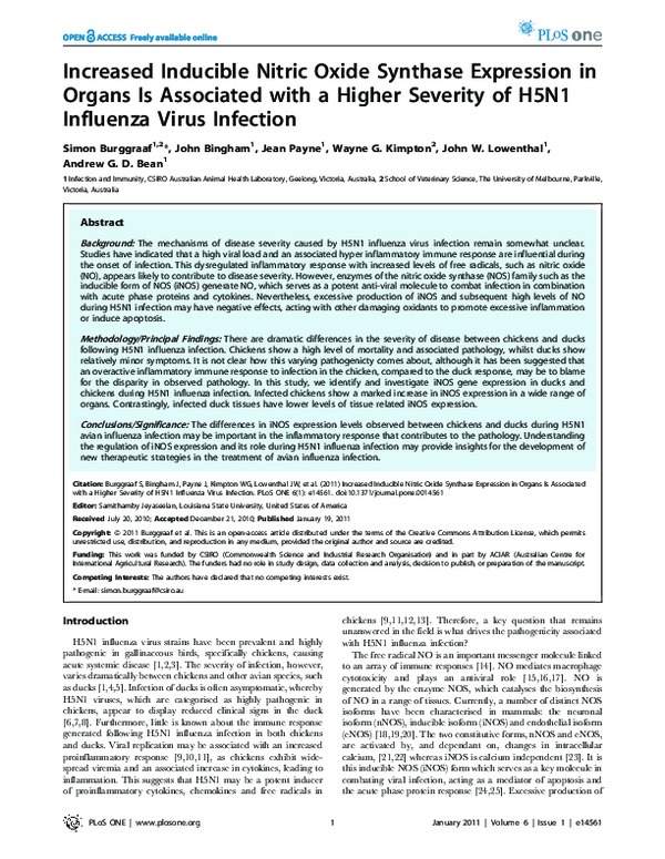 (PDF) Increased Inducible Nitric Oxide Synthase Expression in Organs Is ...