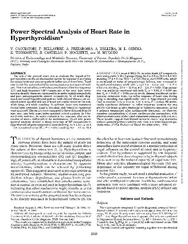 (PDF) Power spectral analysis of heart rate in hyperthyroidism