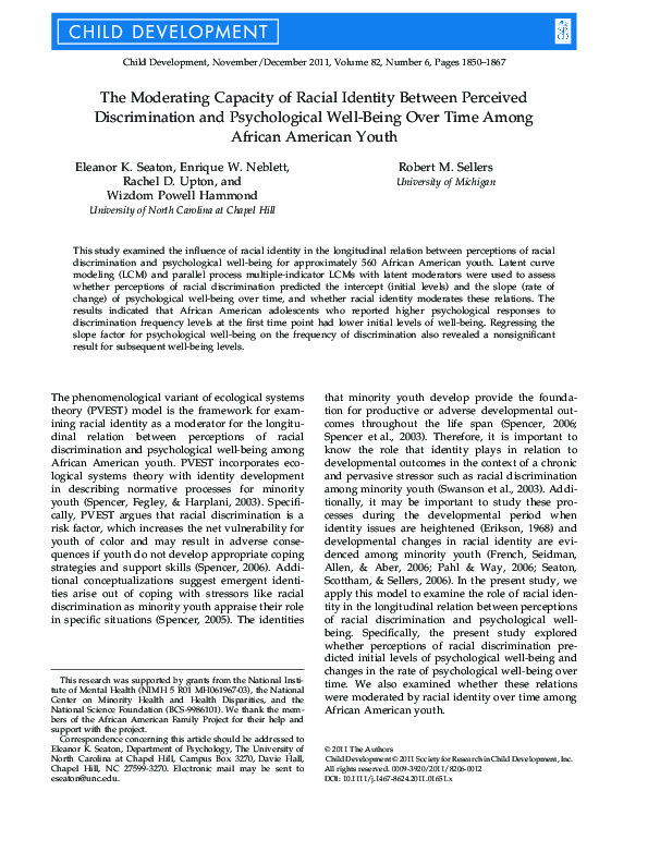 (PDF) The Moderating Capacity of Racial Identity Between Perceived ...