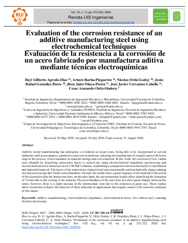 (PDF) Evaluation of the corrosion resistance of an additive ...