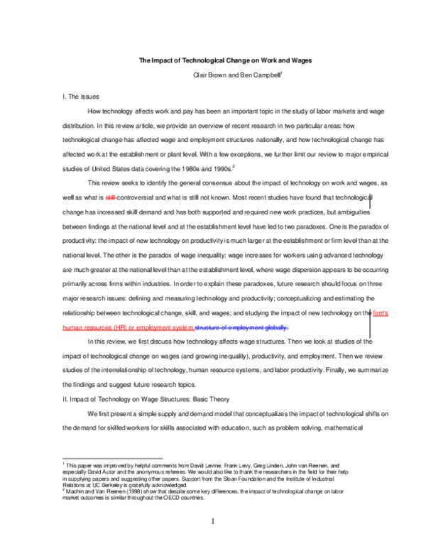 (PDF) The impact of technological change on work and wages