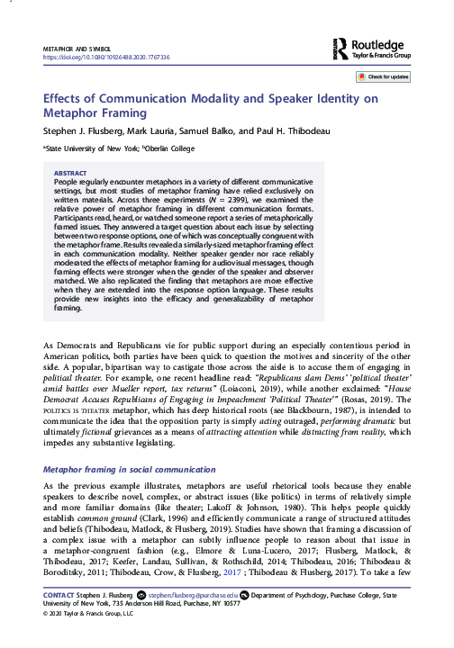(PDF) Effects of Communication Modality and Speaker Identity on ...