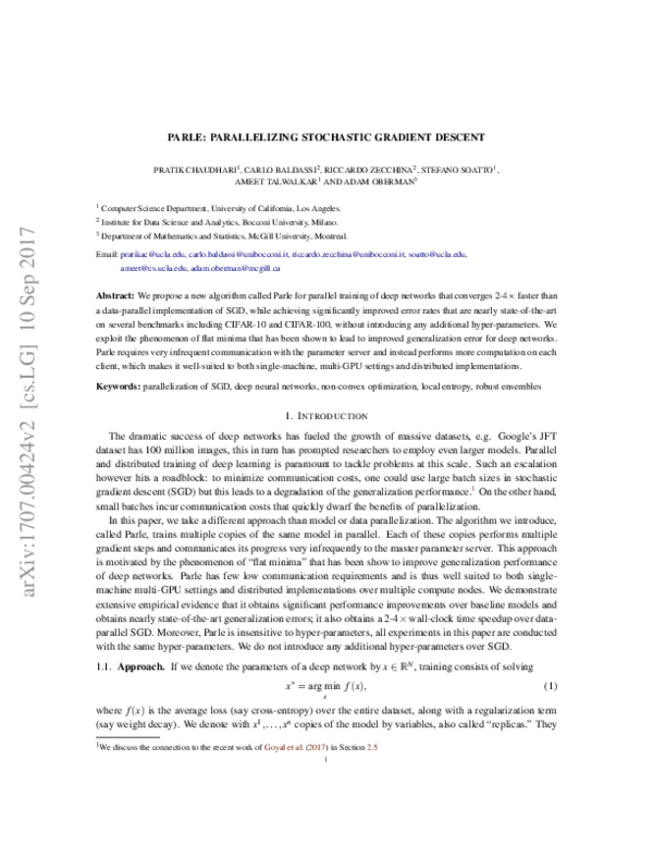 Pdf Parle Parallelizing Stochastic Gradient Descent
