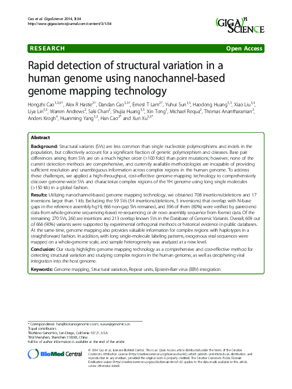 (PDF) Rapid detection of structural variation in a human genome using ...