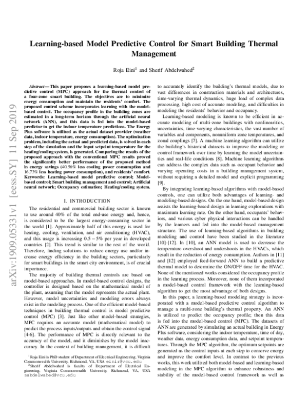 (PDF) Learning-based Model Predictive Control for Smart Building ...