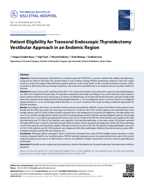 (PDF) Patient Eligibility for Transoral Endoscopic Thyroidectomy ...