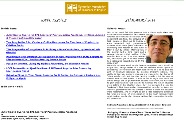 (PDF) Activities to Overcome EFL Learners’ Pronunciation Problems