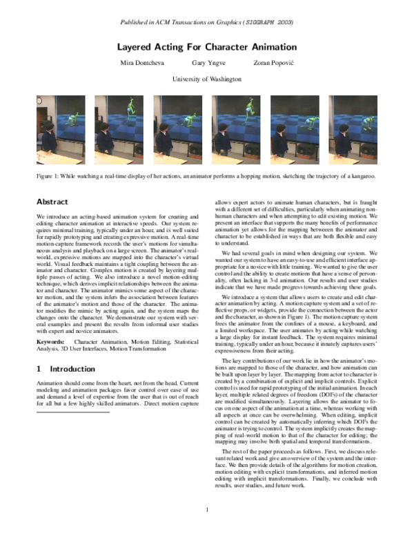 (PDF) Layered acting for character animation