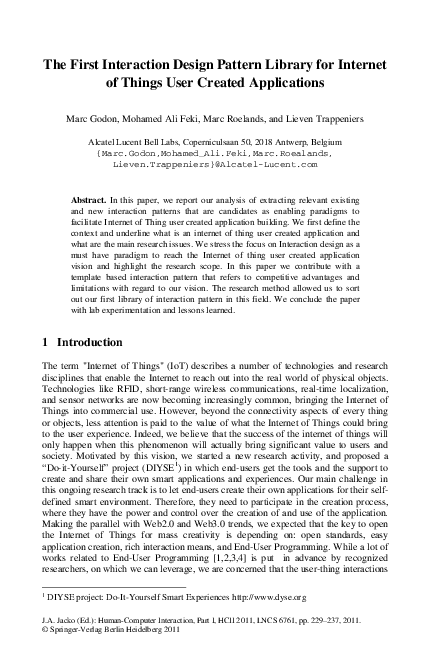 (PDF) The First Interaction Design Pattern Library for Internet of ...