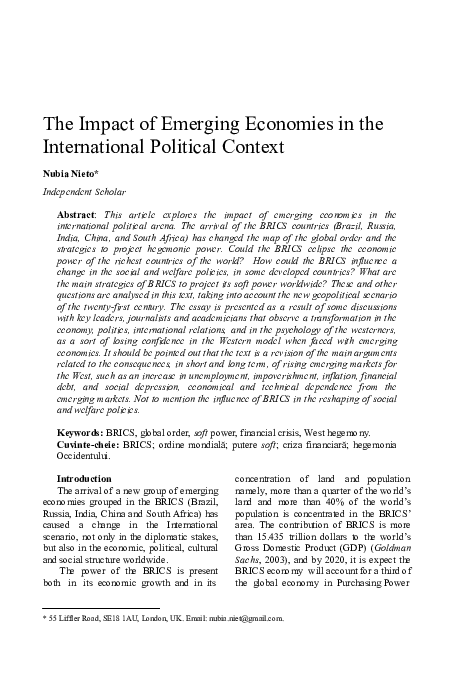 (PDF) The Impact of Emerging Economies in the International Political ...