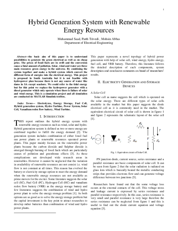 (PDF) Hybrid Generation System with Renewable Energy Resources