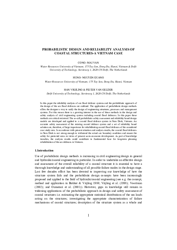 (PDF) Probabilistic Design and Reliability Analysis of Coastal ...