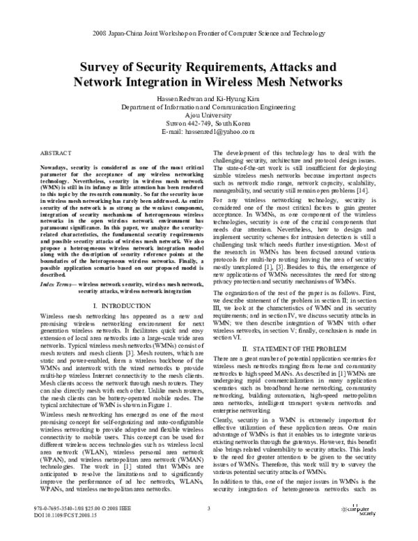 (PDF) Survey of Security Requirements, Attacks and Network Integration ...