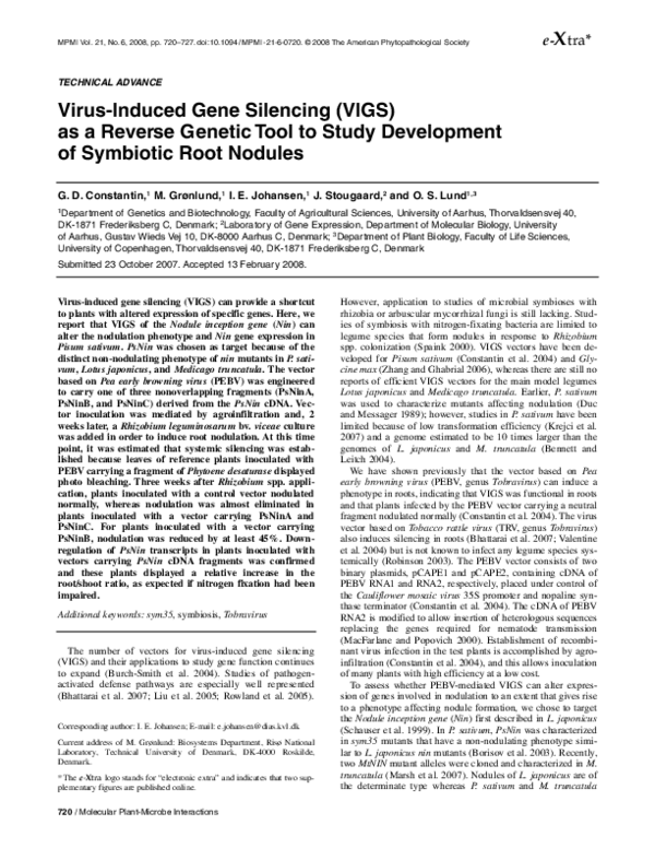 (PDF) Virus-Induced Gene Silencing (VIGS) as a Reverse Genetic Tool to ...