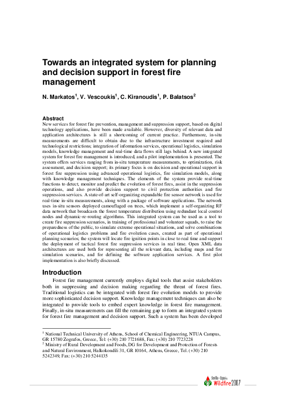 (PDF) Towards an integrated system for planning and decision support in ...