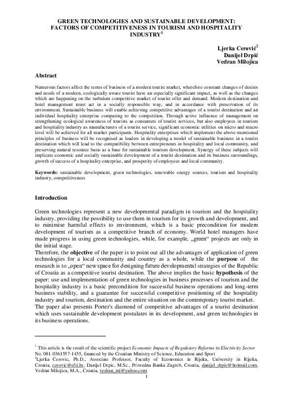(PDF) Green Technologies and Sustainable Development: Factors of ...