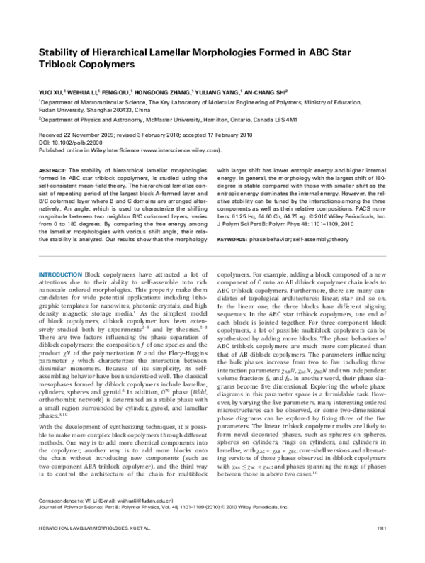 (PDF) Stability of hierarchical lamellar morphologies formed in ABC ...