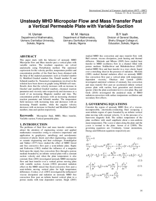 (PDF) Unsteady MHD Micropolar Flow and Mass Transfer Past a Vertical ...