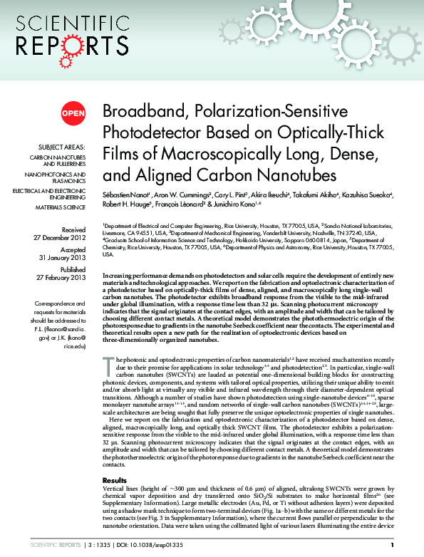 (PDF) Broadband, polarization-sensitive photodetector based on ...