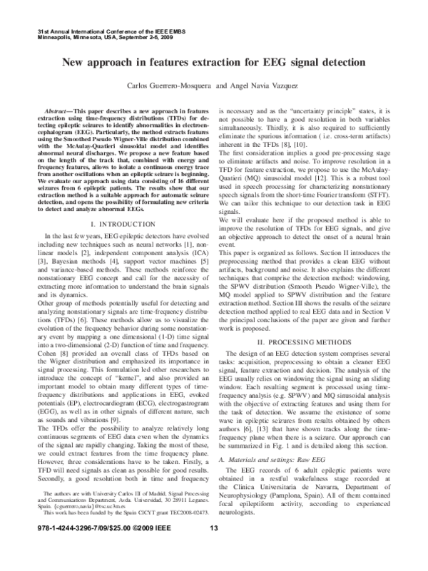 (PDF) New approach in features extraction for EEG signal detection
