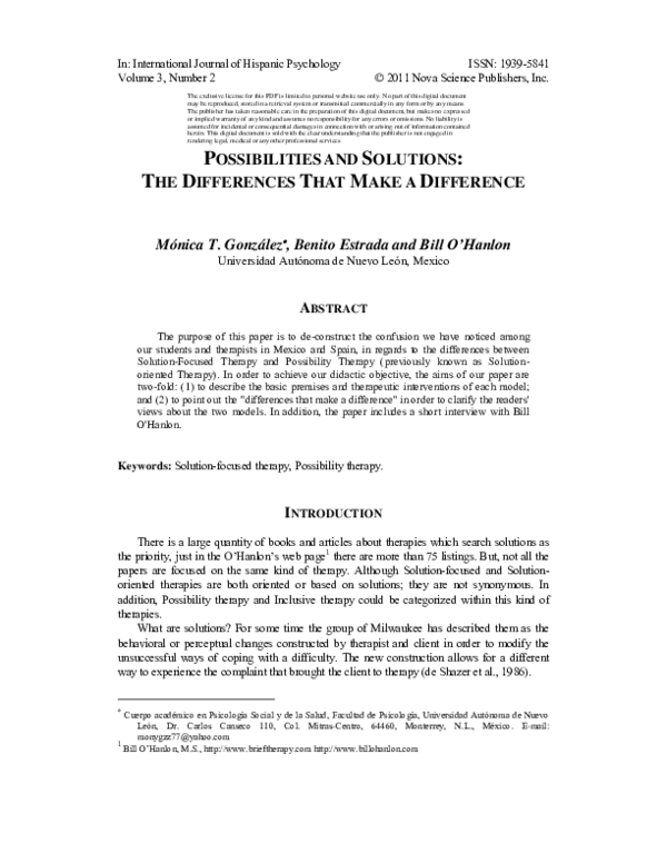  pdf possibilities and solutions the differences that make a difference 