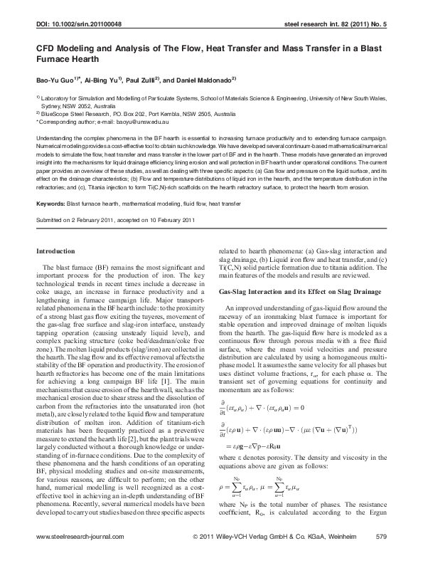 (PDF) CFD Modeling and Analysis of The Flow, Heat Transfer and Mass ...