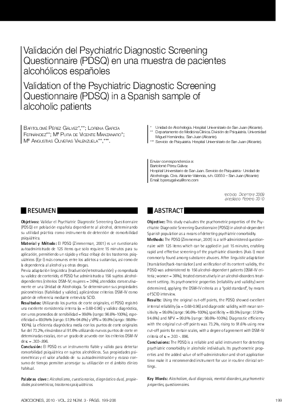 (PDF) Validation of the Psychiatric Diagnostic Screening Questionnaire
