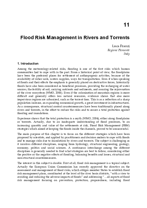(PDF) Flood Risk Management in Rivers and Torrents