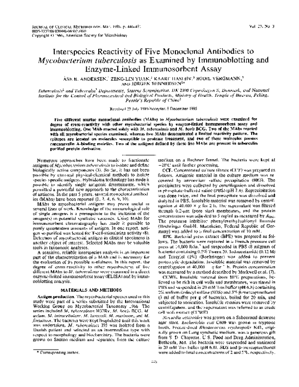 (PDF) Interspecies reactivity of five monoclonal antibodies to ...