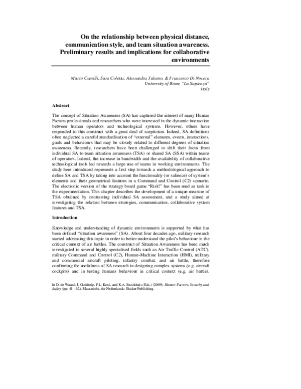 (PDF) On the relationship between physical distance, communication ...